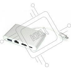 Адаптер Type-C на HDMI, USB 3.0 + RJ45, серебро