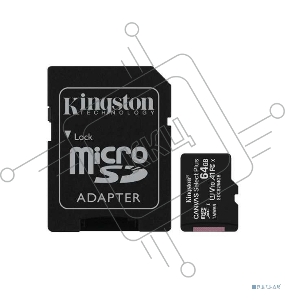 Флеш карта microSDHC 64GB microSDXC Class10 Kingston <SDCS2/64GB> Class10 UHS-I Canvas Select up to 100MB/s с адапт.