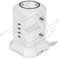 Сетевой фильтр Qumo Power Tower Pro + Wireless SFU2 (P-0010) черный, 6 розеток