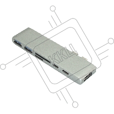 Адаптер сдвоенный Type C на HDMI, USB 3.0*2 + Type C* 2 + SD/TF для MacBook, серый