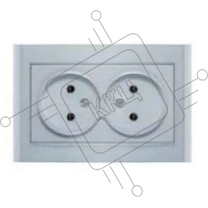 Розетка 2-м СП Бриллиант 16А IP20 без заземл. серебр. Universal 7949766