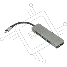 Адаптер Type C на HDMI, USB 3.0*2 + SD/TF для MacBook, серебро