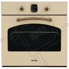 Встраиваемая электрическая духовка Korting OKB 460 RB / 59.8 х 59.5 x 56 см, 6 режимов нагрева, аналоговые часы в классическом стиле Frank Muller, таймер, слоновая кость+бронза