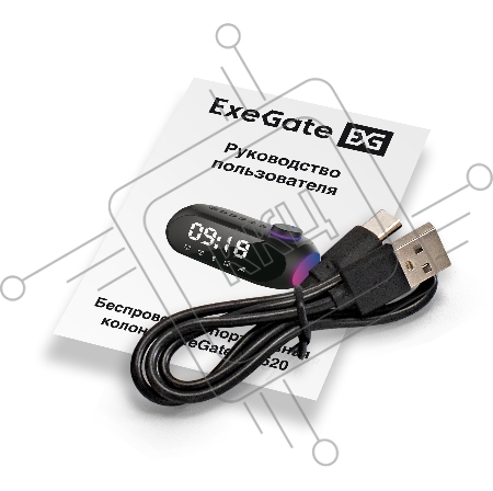 BT-колонка-часы ExeGate Yo 520 (электронные беспроводные с LED индикацией, 3Вт, 80-20000Гц, Bluetooth, Li-Ion, 1200mAh, FM 87.5MHz-108MHz, поддержка TF/microSD-card, 3,5mm audio jack, зарядка USB Type-C, регулятор громкости на верхней панели, Color Box)