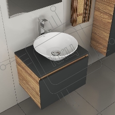 Комплект для ванной, 4 предмета (тумба Bau 60, графит + раковина BAU Dream D43 + смеситель Hotel Still, выпуск клик-клак, хром)