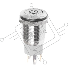 Кнопка  антивандальная Ø16 250В Б/Фикс (5с) (ON)-OFF плоская подсв/красная POWER  REXANT