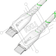 Кабель GCR 1.0m Type C-C POWER DELIVERY 18 W, бело-зеленый, AL case белый, белый ПВХ