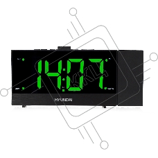 Радиобудильник Hyundai H-RCL243 черный LCD проек.изоб. подсв:зеленая часы:цифровые FM
