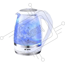 Чайник электрический Delta DL-1202 корпус из жаропрочного стекла, белый, 2200Вт, 1,5л