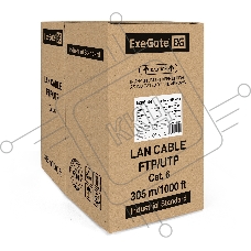 Кабель ExeGate FTP 4 пары кат.6 медь, 23AWG, экран, бухта 305м, серый, PVC