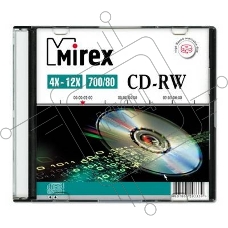 Диск CD-RW Mirex 700 Mb, 12х, Slim Case (1), (1/200)