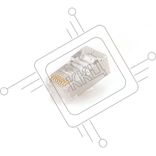 Вилка RJ-45 (8P8C) PLUG5SP/10 универсальная кат.5e экранированная, контакты 30 микродюймов