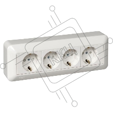 Розетка WESSEN RA16-411M-BI  Прима Бел 4-я с/з с з/ш 16А наружная в сборе с монт.пласт.