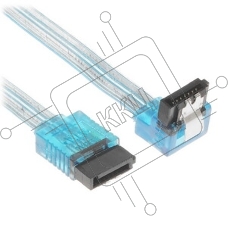 Кабель интерфейсный SATA Cablexpert CC-SATAM-DATA90-TR-50CM, Sata3 7pin/7pin, мет.защелка, угловой разъем, 50 см, прозрачный, пакет