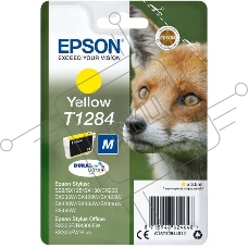 Картридж струйный EPSON T1284 (C13T12844012/C13T12844011) желтый для S22/SX125/SX425/BX305