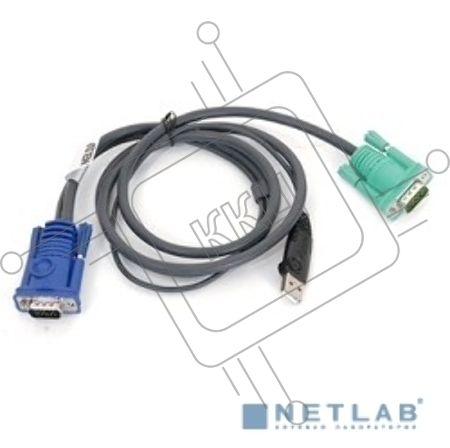 Кабель KVM ATEN 2L-5201U USB(тип А Male)+HDB15(Male) <->  SPHD15(Male) 1,2м., черный.