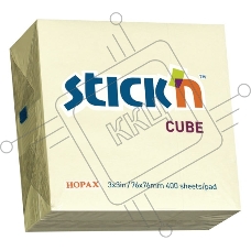 Блок самоклеящийся бумажный Stick`n 21072 76x76мм 400лист. 70г/м2 пастель желтый