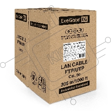 Кабель ExeGate UTP 2 пары кат.5e медь, 24AWG, бухта 305м, серый, PVC