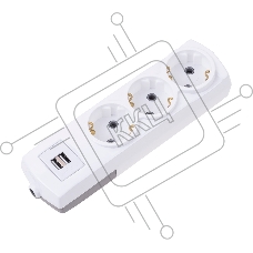 Удлинитель PREMIUM 3 гнезда, 3м, 3х1,5мм², с/з, 2 USB, белый REXANT