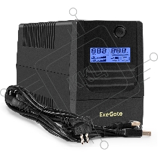 Источник бесперебойного питания ExeGate Smart LB-850.LCD.AVR.4C13.USB (850VA/510W, LCD, AVR, 4*C13, USB, батарея 12V 9Ah, черный)