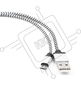 Кабель Gembird  USB 2.0 Cablexpert CC-mUSB2sr1m, AM/microBM 5P, 1м, нейлоновая оплетка, алюминиевые разъемы, серебристый, пакет