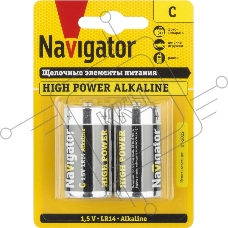 Элемент питания алкалиновый NAVIGATOR C/LR14 94 754 NBT-NE-LR14-BP2 (блист.2шт) 94754