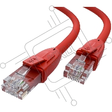 Патч-корд GCR прямой 5.0m UTP кат.6, красный, 24 AWG, литой, ethernet high speed, RJ45, T568B