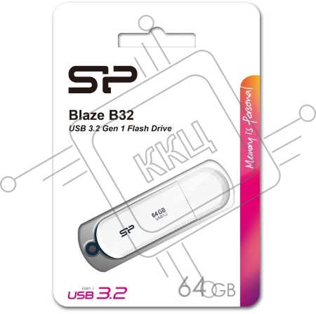 Флеш накопитель 64Gb Silicon Power Blaze B32, USB 3.2, Белый