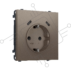 Комплект механизма электрической розетки SIGMA Темная бронза матовый 2USB С+C 20W (быст. зар.) с/з с/ш 16A-250V QUANT PRO (SP6405, PR165)