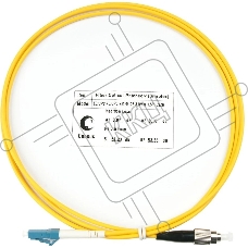 Патч-корд оптический Cabeus Tight Buffer, Simplex FC/LC, OS2 9/125, LSZH, 1,5м, Ø 3мм, чёрный хвостовик, жёлтый