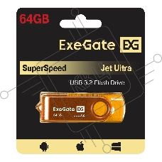 USB-флеш накопитель Exegate EX302062RUS Jet Ultra 64GB жёлтый (USB3.0/=USB3.1 Gen1/=USB3.2 Gen1 5Gbps, пластик/металл)