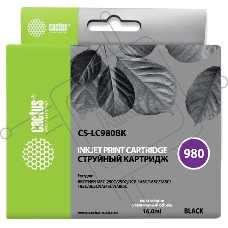 Картридж струйный Cactus CS-LC980BK черный (16 мл) для Brother DCP-145C/165C MFC-250C/290C