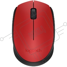 Мышь беспроводная Logitech M171 красный, 1000 dpi, радиоканал, USB, кнопки - 3