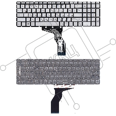 Клавиатура для ноутбука HP 15-BW 250 G6 серебристая с подсветкой