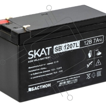 Аккумулятор свинцово-кислотный SKAT SB 1207L SKAT SB 1207L, 12В, 7Ач