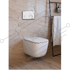 Инсталляция с унитазом комплект BAU NEO 6 в 1: унитаз подвесной безободковый торнадо Bau Dream 51х35, быстросъемное сиденье микролифт, кнопка смыва BAU Pulse, белая/хром