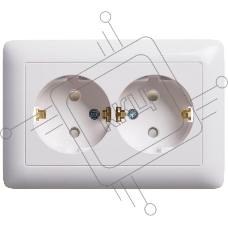 Розетка 2-м СП Хит 16А защ. шторки с заземл. бел. SchE RS16-231-B