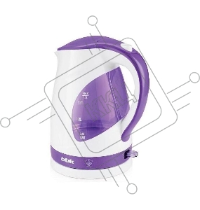 Чайник электрический BBK EK1700P 2200Вт, 1,7литра, пластик, дисковый нагр. элемент, LED подсветка, белый/фиолетовый