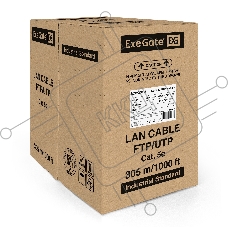 Кабель ExeGate UTP 4 пары кат.5e CCA, 25AWG, бухта 305м, серый, PVC