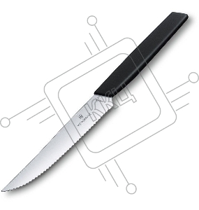 Нож кухонный Victorinox Swiss Modern (6.9003.12W) стальной столовый для стейка лезв.120мм серрейт. заточка черный