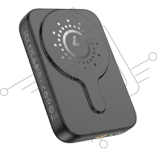 Портативный аккумулятор Powerbank HOCO J117A с быстрой беспроводной зарядкой (магнитный), черный