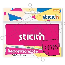 Блок самоклеящийся бумажный Stick`n 27079 76x126 мм 80 лист. 70г/м2 пурпурный неон 1 цв.в упак.