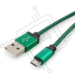 Кабель Gembird  USB 2.0 Cablexpert CC-mUSB2gn1m, AM/microBM 5P, 1м, нейлоновая оплетка, алюминиевые разъемы, зеленый, пакет