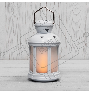 Декоративный фонарь NEON-NIGHT 12х12х20,6 см, белый корпус, теплый белый цвет свечения с эффектом пламени свечи NEON-NIGHT