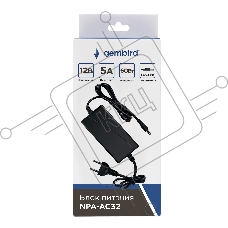 Блок питания Gembird NPA-AC32, 12В/5А, 60Вт, 1 штекер 5,5х2,5мм, черный