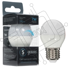 Лампа светодиодная Шар Gauss 7W 550lm 6500K Е27 шаг. диммирование LED