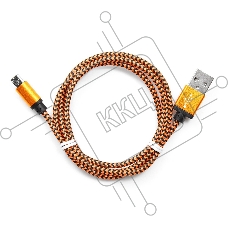 Кабель Gembird  USB 2.0 Cablexpert CC-mUSB2oe1m, AM/microBM 5P, 1м, нейлоновая оплетка, алюминиевые разъемы, оранжевый, пакет