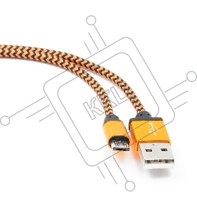 Кабель Gembird  USB 2.0 Cablexpert CC-mUSB2oe1m, AM/microBM 5P, 1м, нейлоновая оплетка, алюминиевые разъемы, оранжевый, пакет