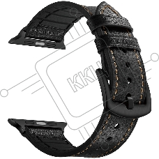 Комбинированный ремешок Lyambda Antares кожа/силикон для Apple Watch 38/40 mm LWA-10-40-BK Black