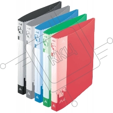 Папка на 2-х кольцах Бюрократ -0827/2R A4, пластик, 0.7мм корешок 27мм, внутренний и торцевой карман, ассорти